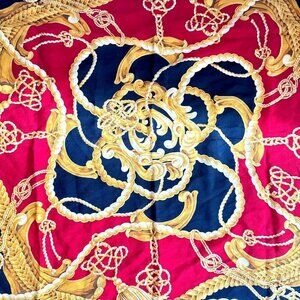 Echo Vintage Silk Black Gold Red Baroque Maximalist Print Scarf